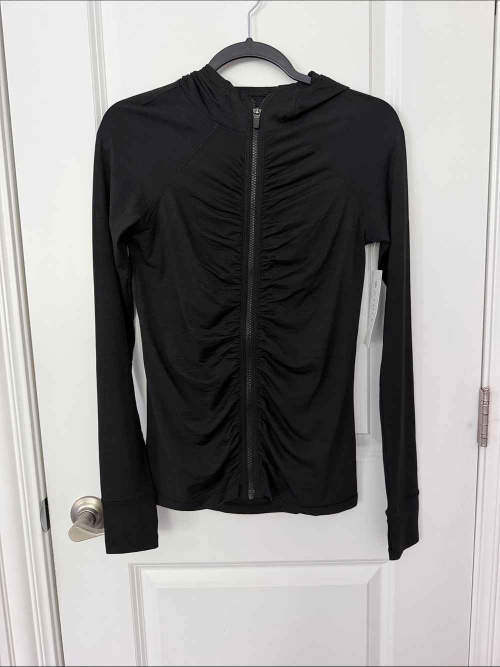 NWT Athleta Women’s Black Ruched Zip-Up Hoodie